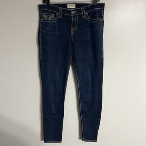 Big Star Legendary Blue Jeans Dark Wash Skinny Contrast‎ Stitch Size 28R